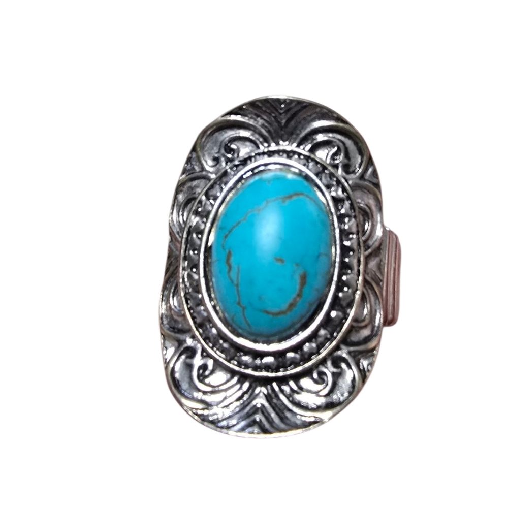 Silver Turquoise Statement Ring - image 1
